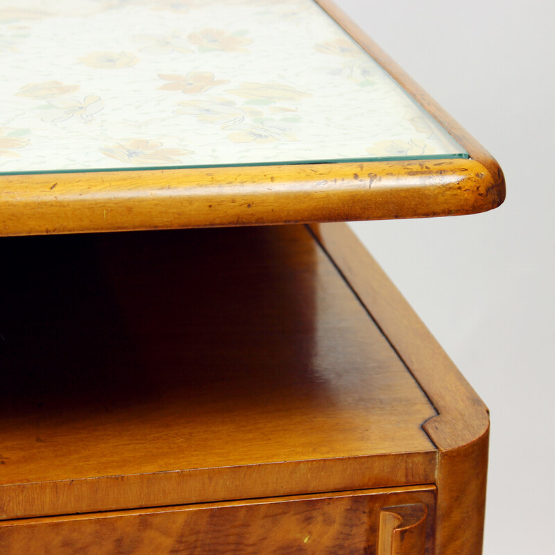 Pair of vintage bedside tables in walnut, Czechoslovakia 1930