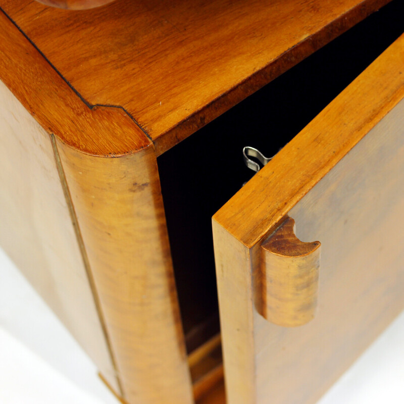 Pair of vintage bedside tables in walnut, Czechoslovakia 1930