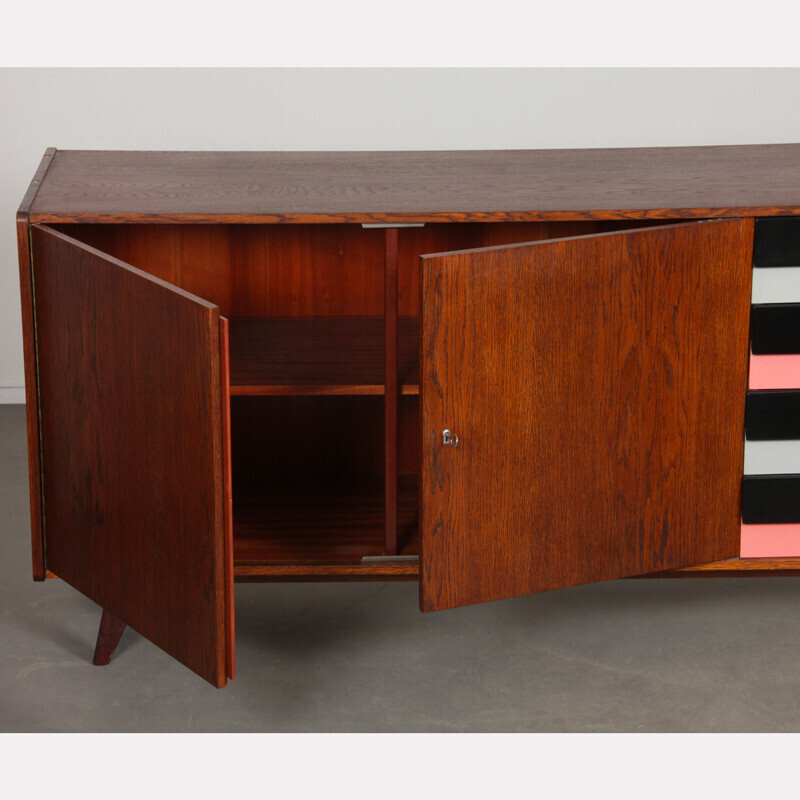 Vintage oakwood sideboard model U-460 by Jiri Jiroutek for Interier Praha, 1960