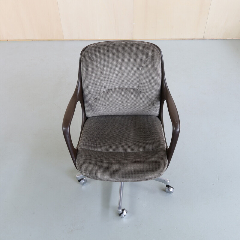 Vintage conference armchair on wheels by Chromcraft, 1970