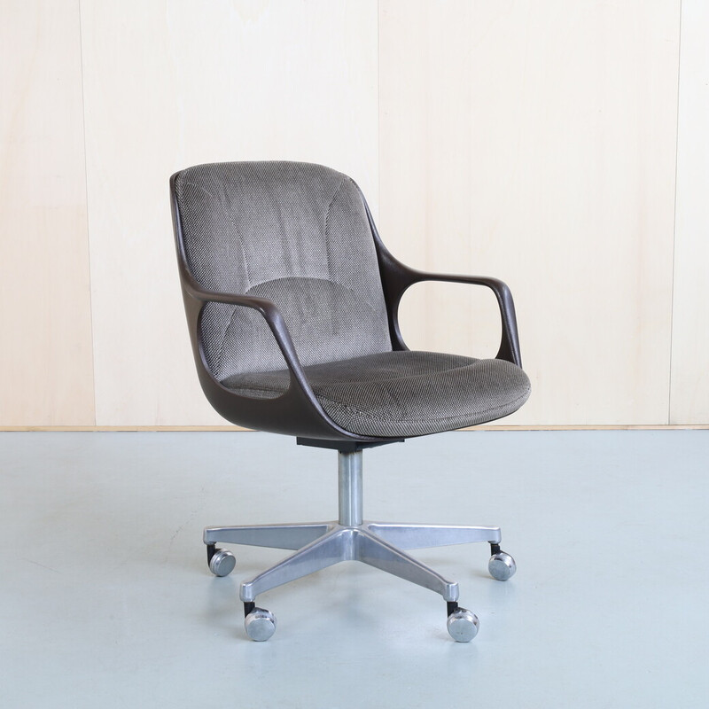 Vintage conference armchair on wheels by Chromcraft, 1970