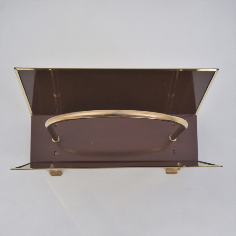 Vintage brass magazine rack by Peerage Brass, England 1960