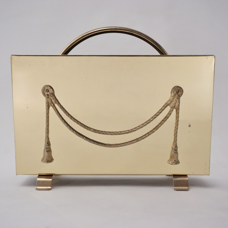 Vintage brass magazine rack by Peerage Brass, England 1960