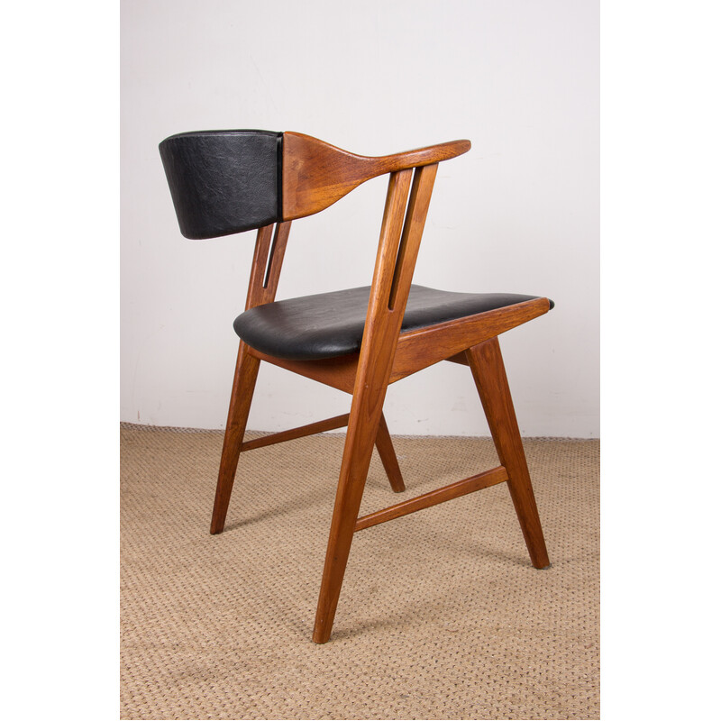 Set of 4 vintage teak and skai chairs by Henning Kjaernulf for Korup Stolefabrik, Denmark 1960