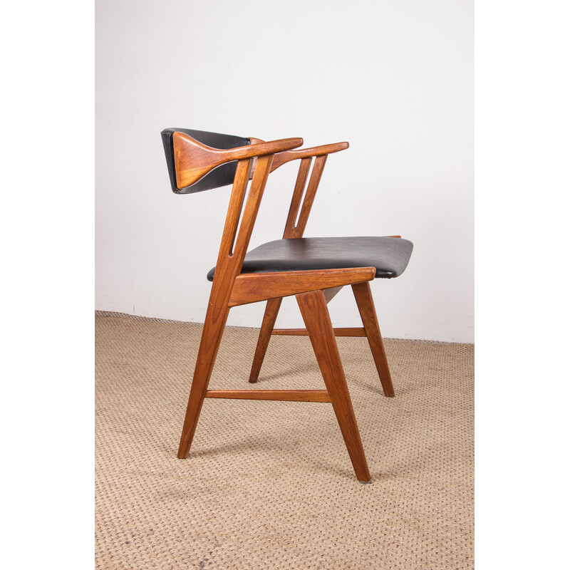 Conjunto de 4 cadeiras de teca e skai vintage de Henning Kjaernulf para Korup Stolefabrik, Dinamarca 1960