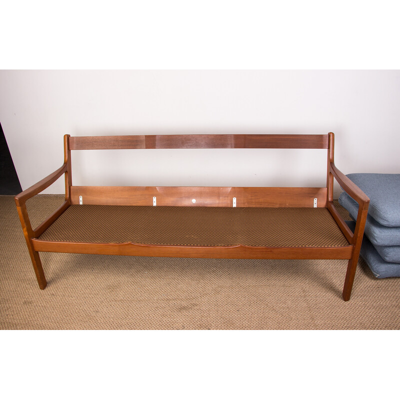 Vintage Danish sofa in teak and bouclette fabric Senator model by Ole Wanscher for France et Son, 1960