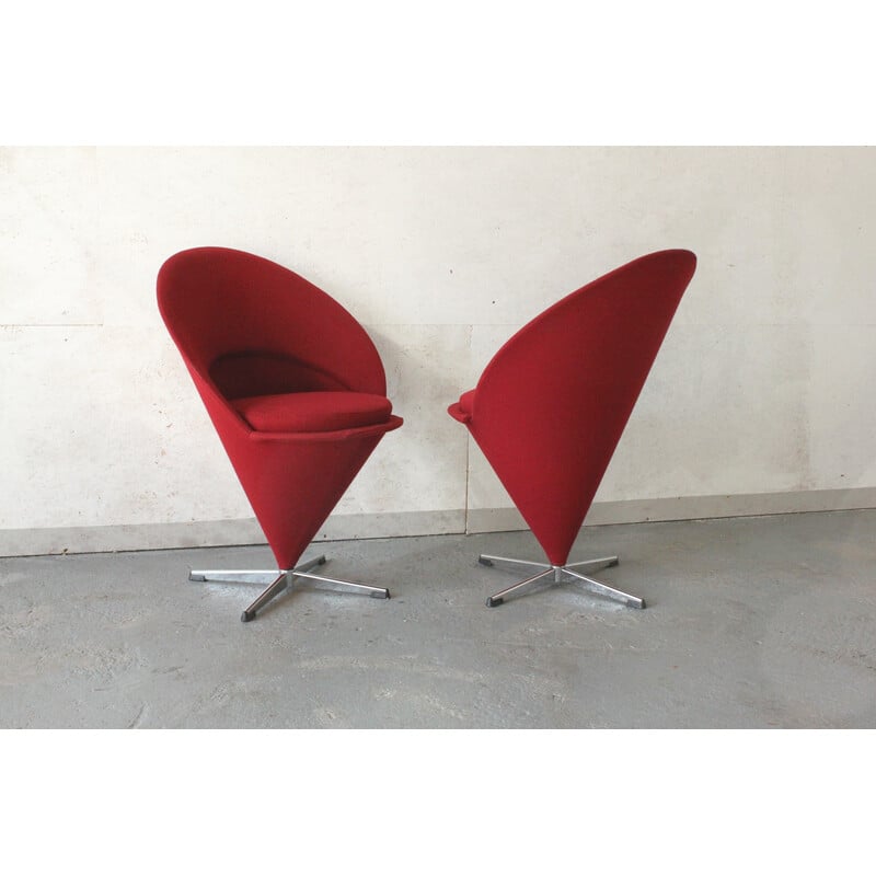 Pair of vintage Cone chairs by Verner Panton for Plus Linje, Denmark