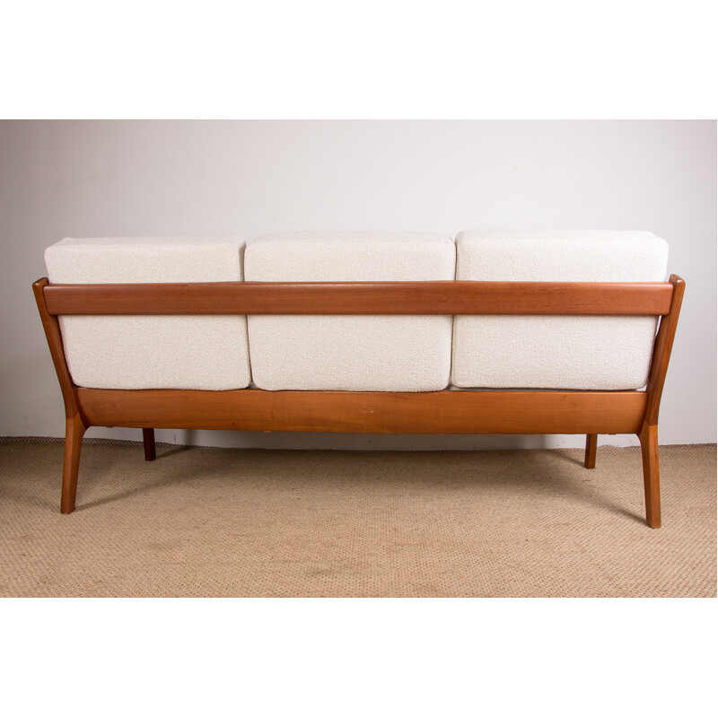 Vintage Danish sofa in teak and bouclette fabric Senator model by Ole Wanscher for France et Son, 1960