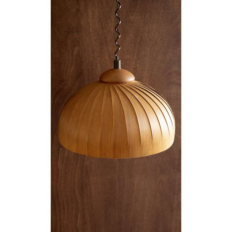 Vintage pine pendant lamp, 1960