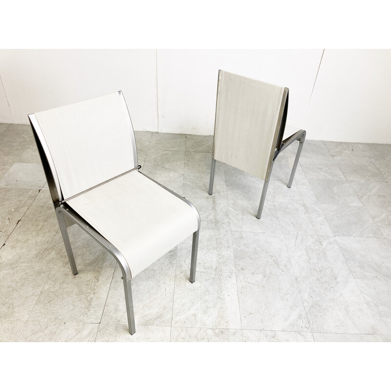 Set van 6 vintage metalen belgische eetkamerstoelen, 1990