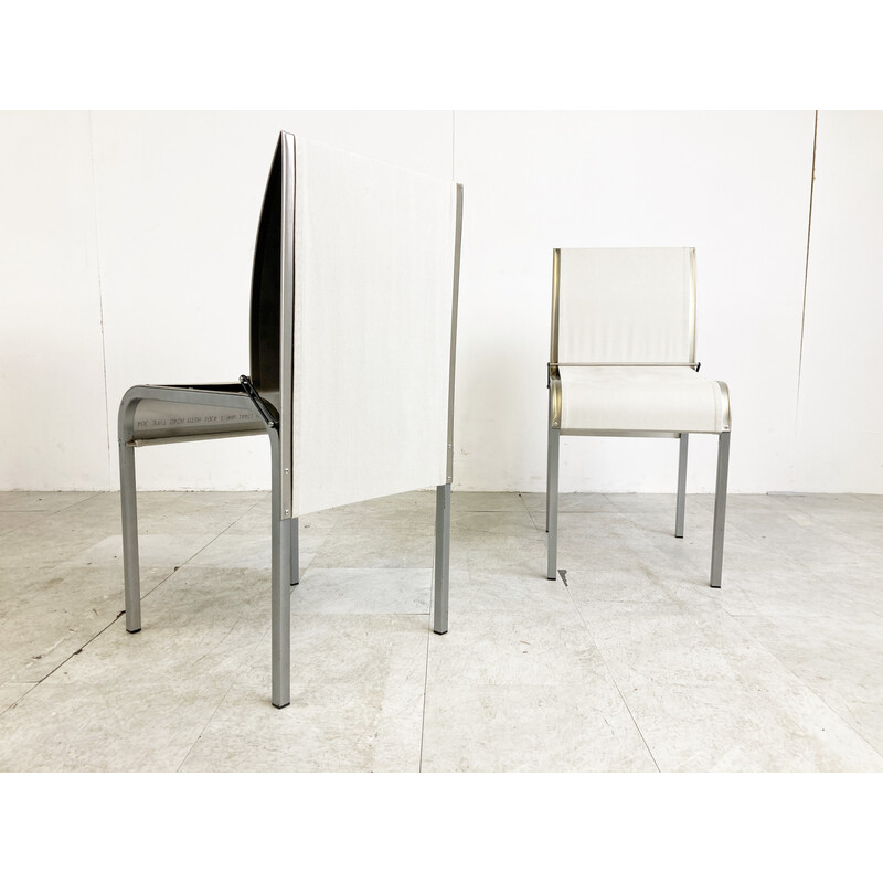 Set van 6 vintage metalen belgische eetkamerstoelen, 1990