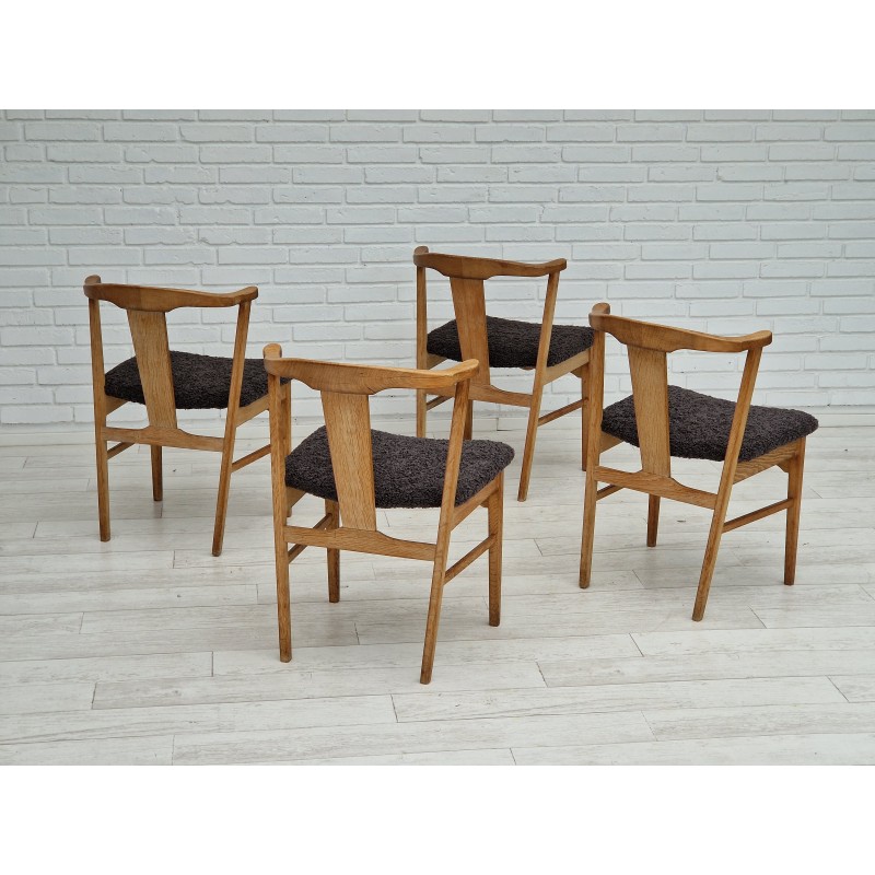 Set of 4 vintage dinning chairs in oak wood by Henning Kjærnulf, Denmark 1960