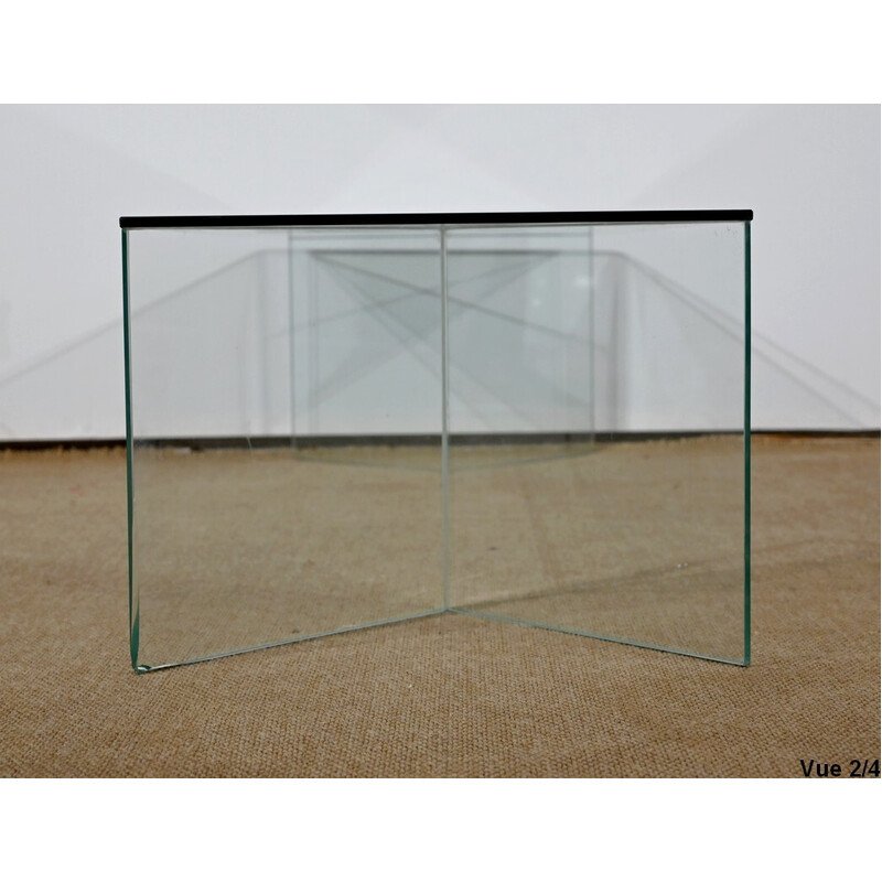 Mesa de centro vintage rectangular de cristal, 1970