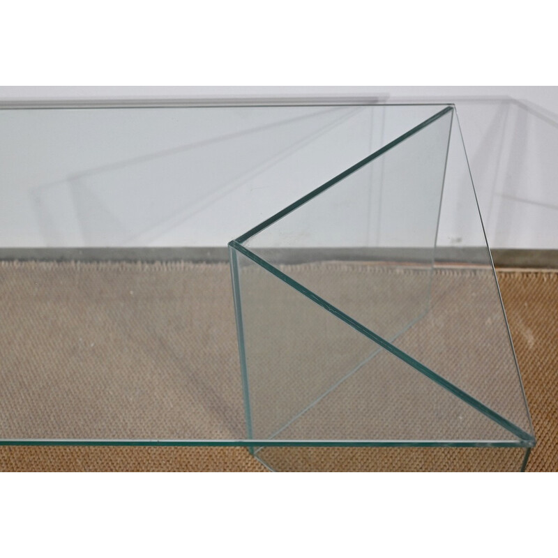 Vintage rectangular glass coffee table, 1970