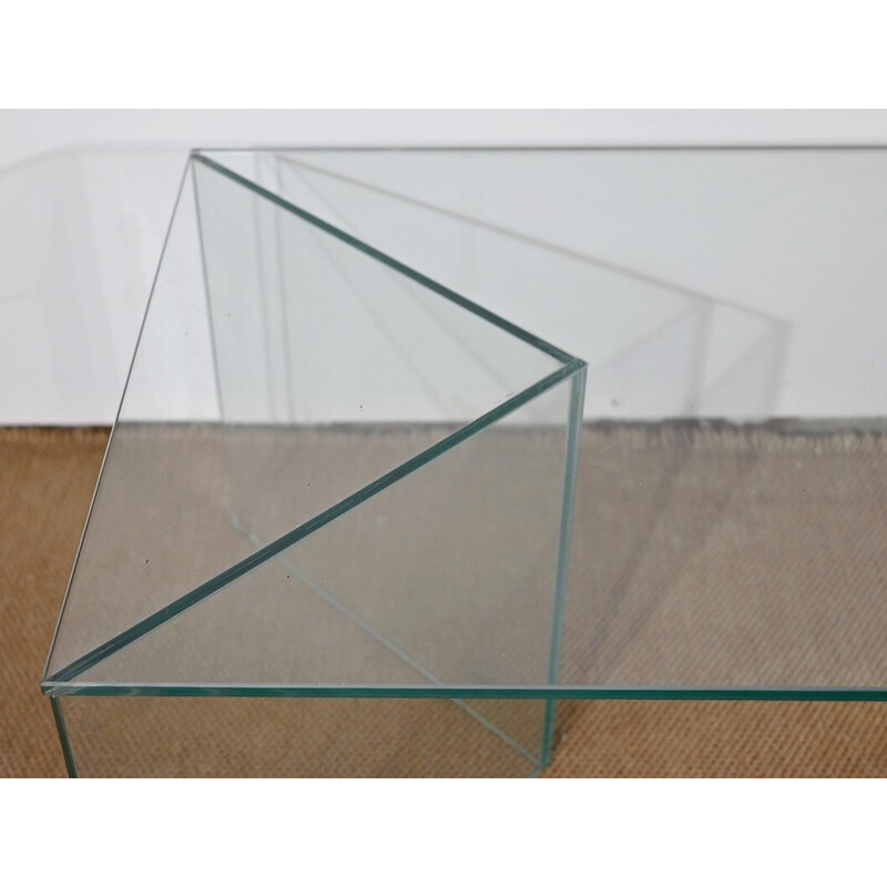Vintage rectangular glass coffee table, 1970