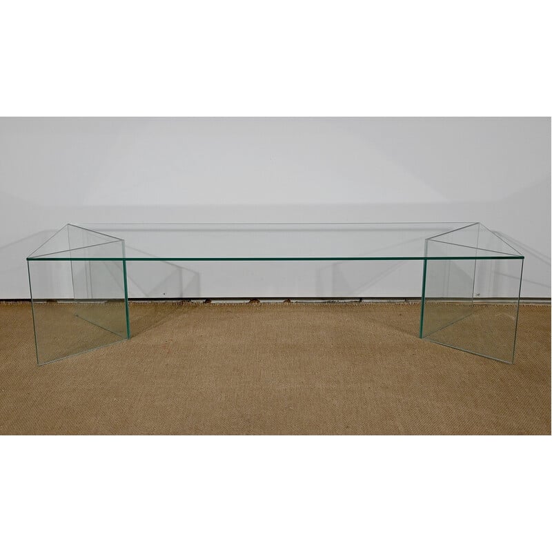 Vintage rectangular glass coffee table, 1970