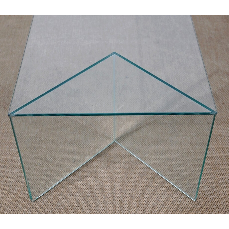 Table basse vintage rectangulaire en verre, 1970