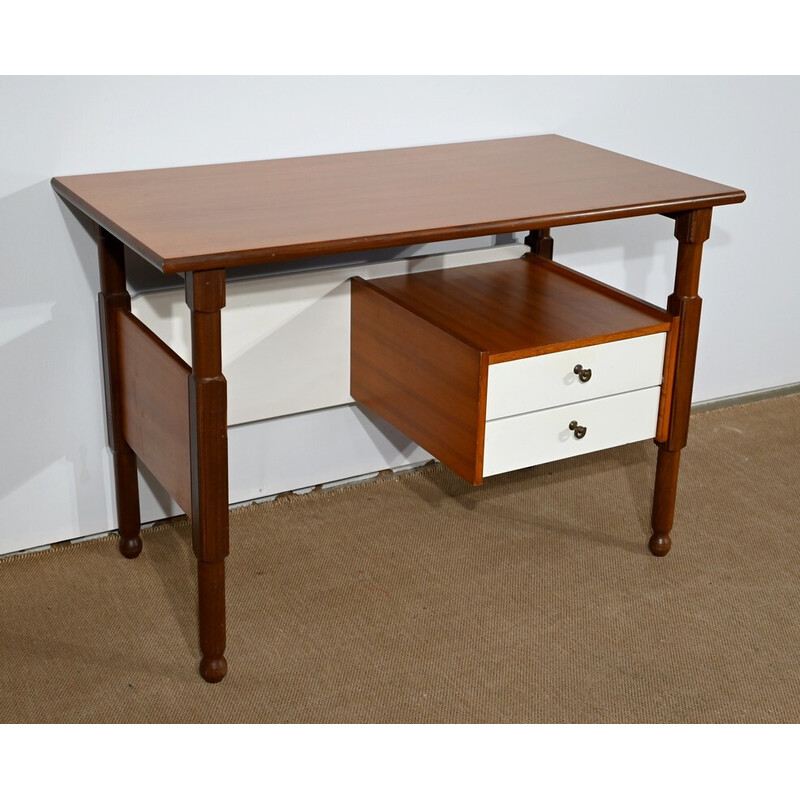 Vintage mahogany and teak desk, 1960