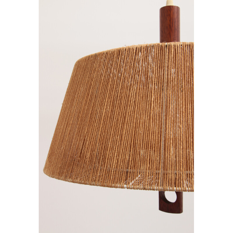 Vintage pendant lamp with walnut and raffia from Temde, 1960