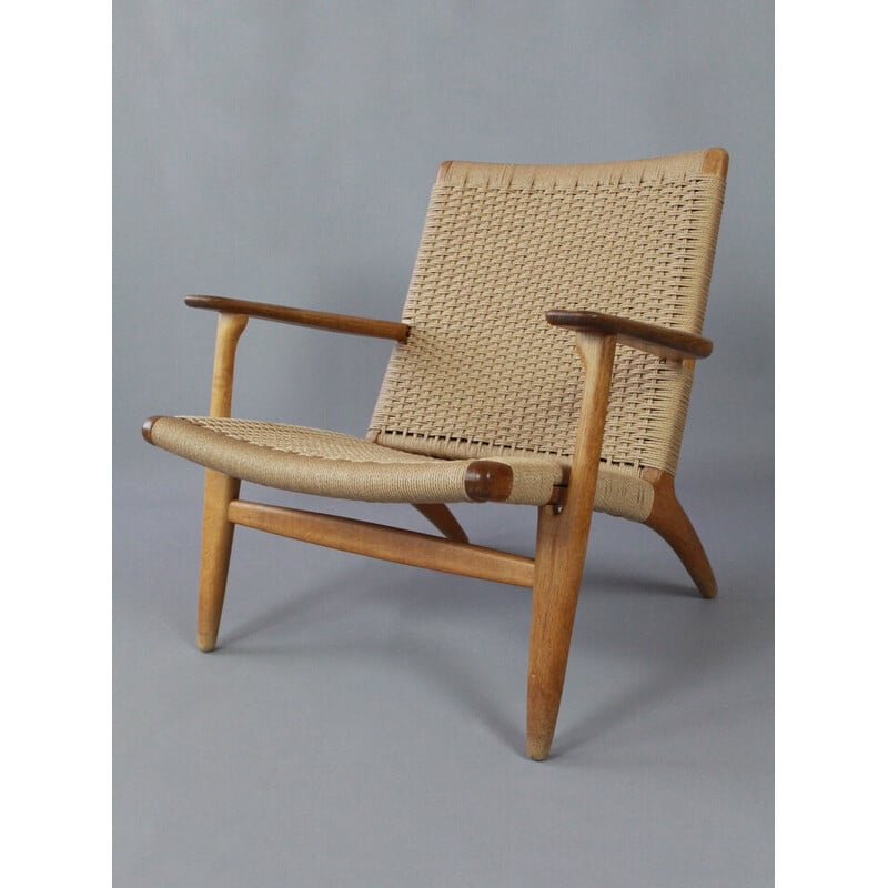 Vintage solid oakwood armchair "Ch25" by Hans J Wegner for Carl Hansen and Son, Denmark 1960