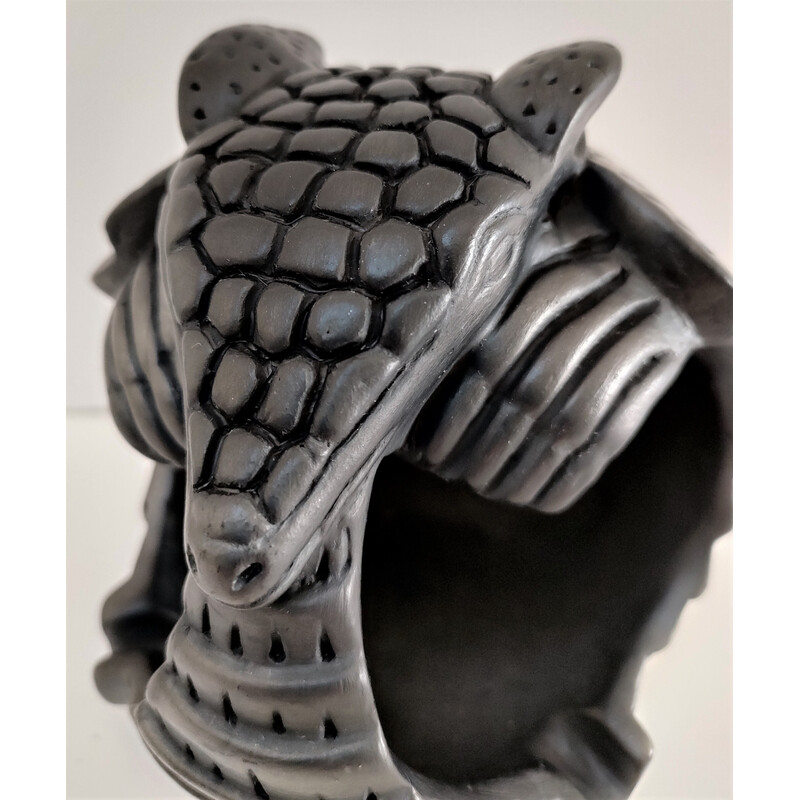 Vintage ashtray zoomorphic armadillo in black ceramic