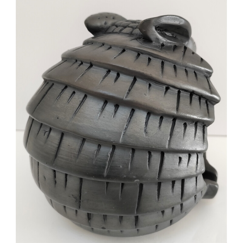 Vintage ashtray zoomorphic armadillo in black ceramic