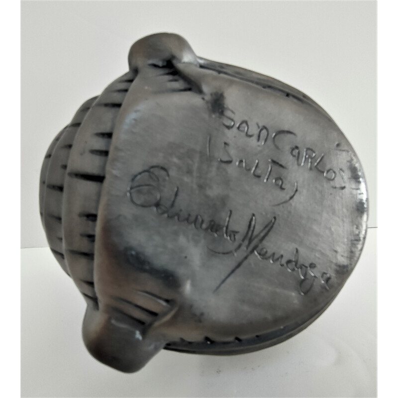 Vintage ashtray zoomorphic armadillo in black ceramic