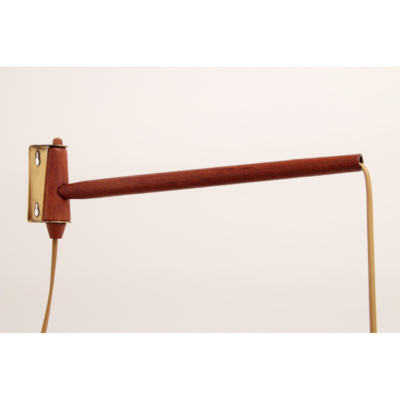 Vintage aluminum and solid brass wall lamp by Vilhelm Lauritzen for Louis Poulsen, Denmark 1960