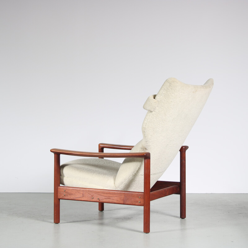 Fauteuil vintage en bois avec ottoman "Rock Royal" par Sven Ivar Dysthe, Norvège 1960