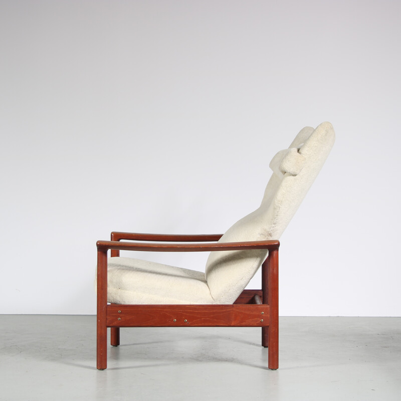 Fauteuil vintage en bois avec ottoman "Rock Royal" par Sven Ivar Dysthe, Norvège 1960