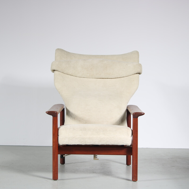 Fauteuil vintage en bois avec ottoman "Rock Royal" par Sven Ivar Dysthe, Norvège 1960