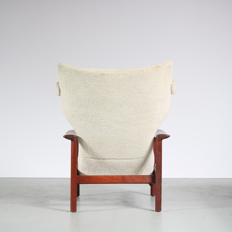 Vintage wooden base armchair with ottoman “Rock Royal” by Sven Ivar Dysthe, Norway 1960