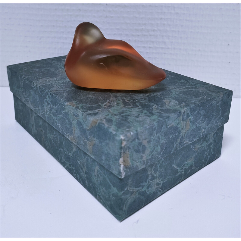 Pisapapeles zoomorfo vintage de pato en cristal de Rybalchenko, 1990