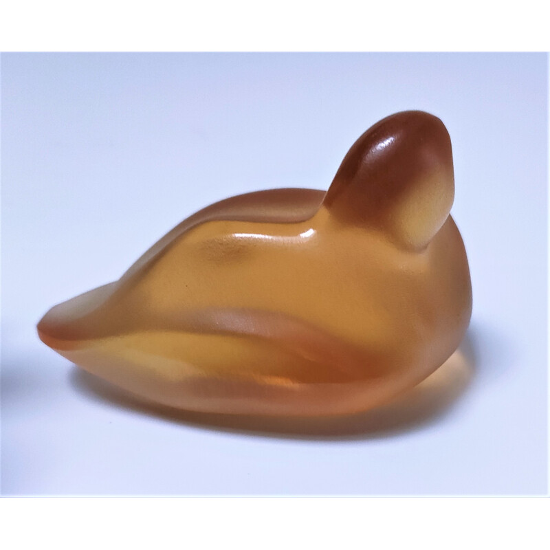Vintage zoomorphic crystal duck paperweight by Rybaltchenko, 1990
