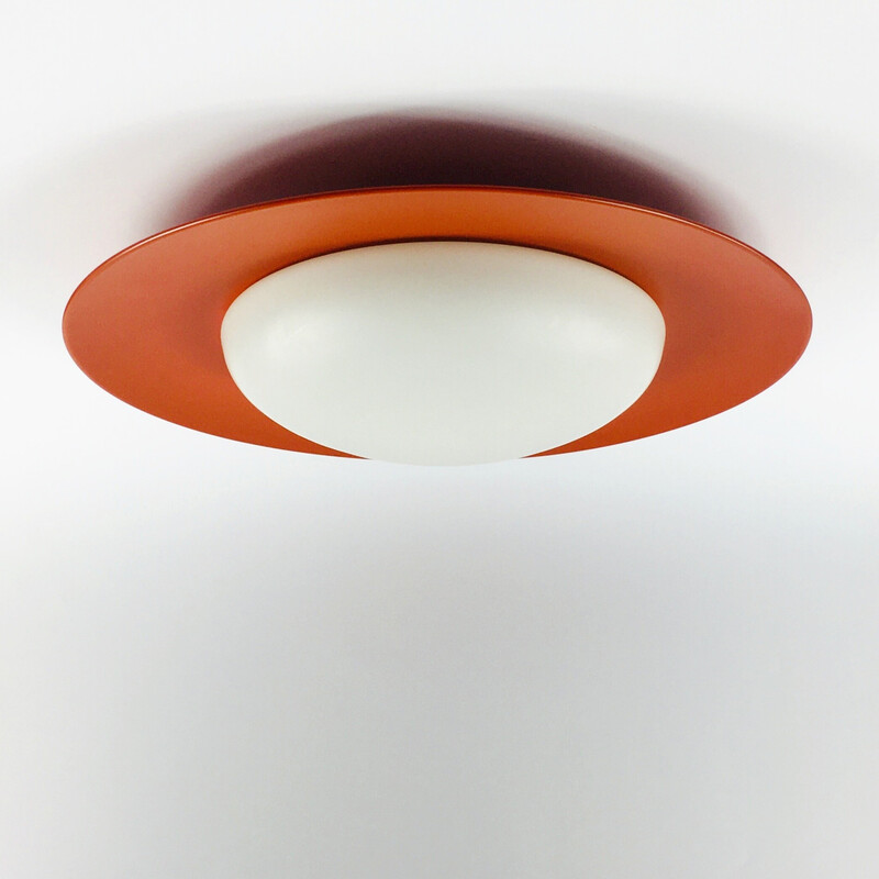 Vintage opaline glass ceiling lamp by Kaiser Leuchten, Germany 1960