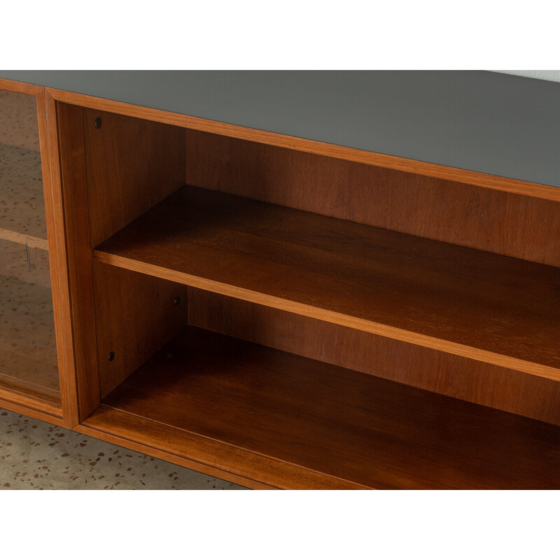 Vintage teak veneer sideboard with two sliding glass doors by Lothar Wegner, Germany 1960