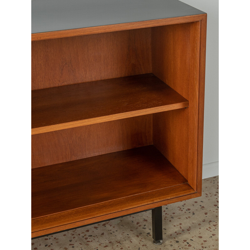 Vintage teakfineer dressoir met twee glazen schuifdeuren van Lothar Wegner, Duitsland 1960