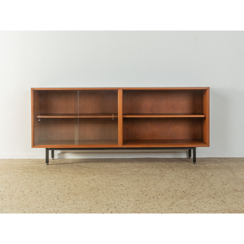 Vintage teak veneer sideboard with two sliding glass doors by Lothar Wegner, Germany 1960