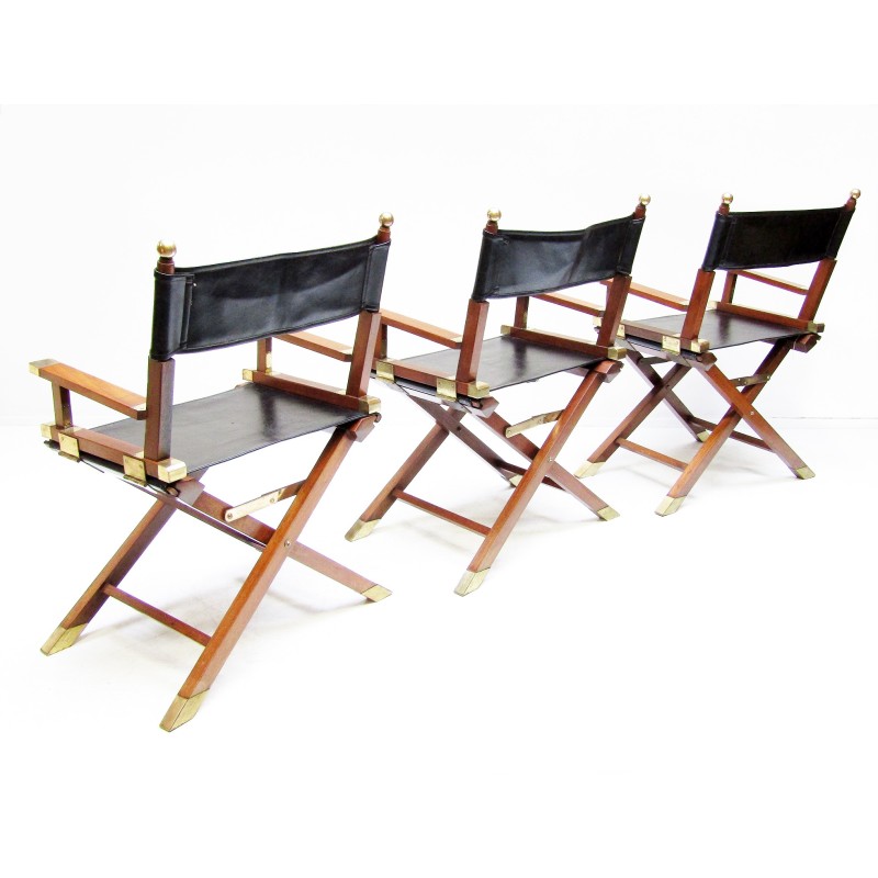 Cadeiras de latão, mogno e couro Vintage de Charlotte Horstmann, 1960