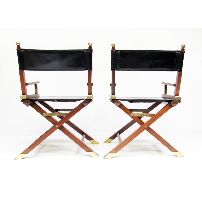 Cadeiras de latão, mogno e couro Vintage de Charlotte Horstmann, 1960