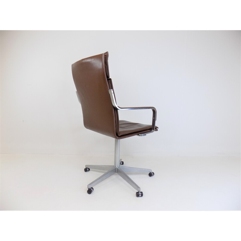 Vintage leather office armchair by Rudolf Glatzel for Know, 1980