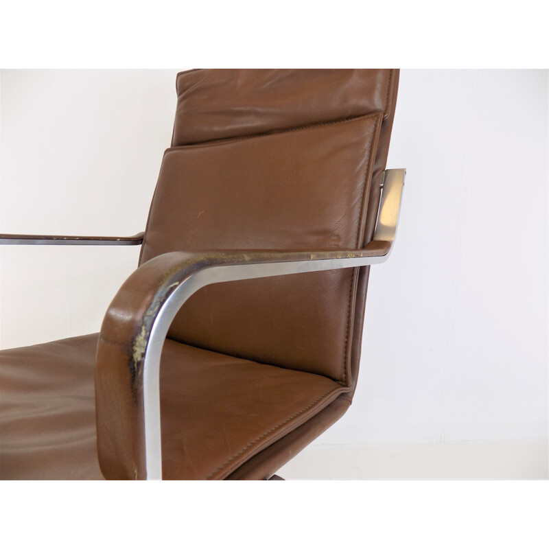 Vintage leather office armchair by Rudolf Glatzel for Know, 1980