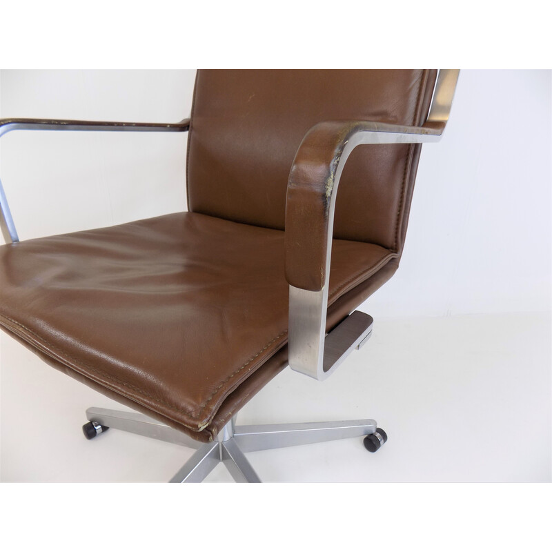 Vintage leather office armchair by Rudolf Glatzel for Know, 1980