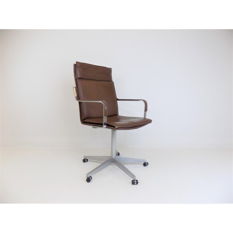 Fauteuil de bureau vintage en cuir de Rudolf Glatzel pour Know, 1980