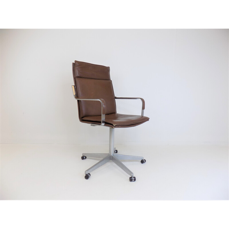 Vintage leather office armchair by Rudolf Glatzel for Know, 1980
