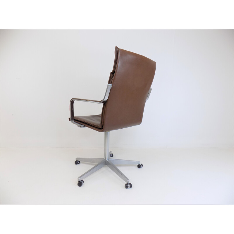 Vintage leather office armchair by Rudolf Glatzel for Know, 1980