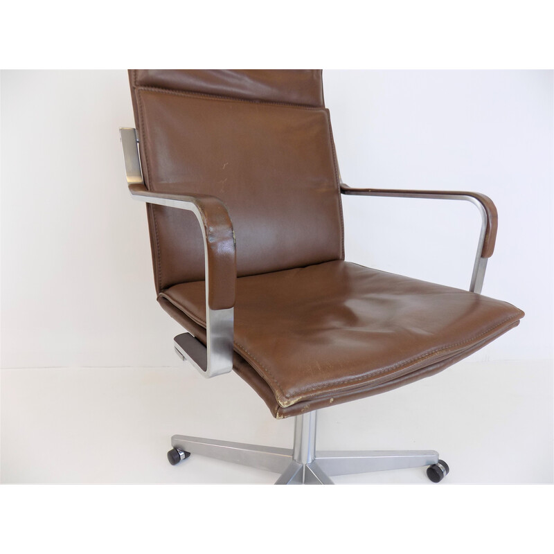 Vintage leather office armchair by Rudolf Glatzel for Know, 1980