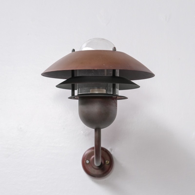 Vintage copper and glass wall lamp, Denmark 1990