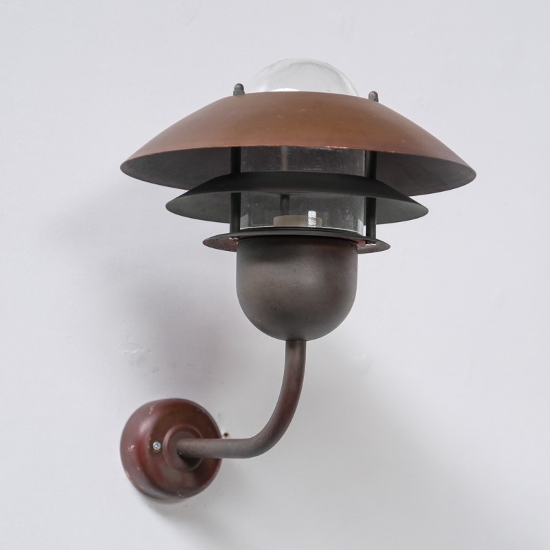 Vintage copper and glass wall lamp, Denmark 1990