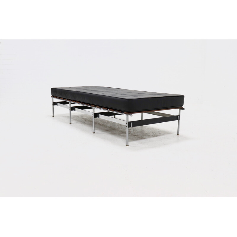 Vintage solid rosewood, steel and cuir daybed "416" by Kho Liang le for Artifort, 1950